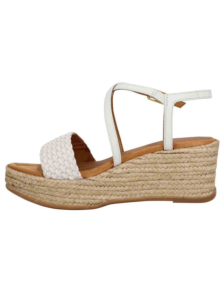 Spatarella Sandali donna in pelle avorio intrecciata con zeppa in corda Offerte esclusive
