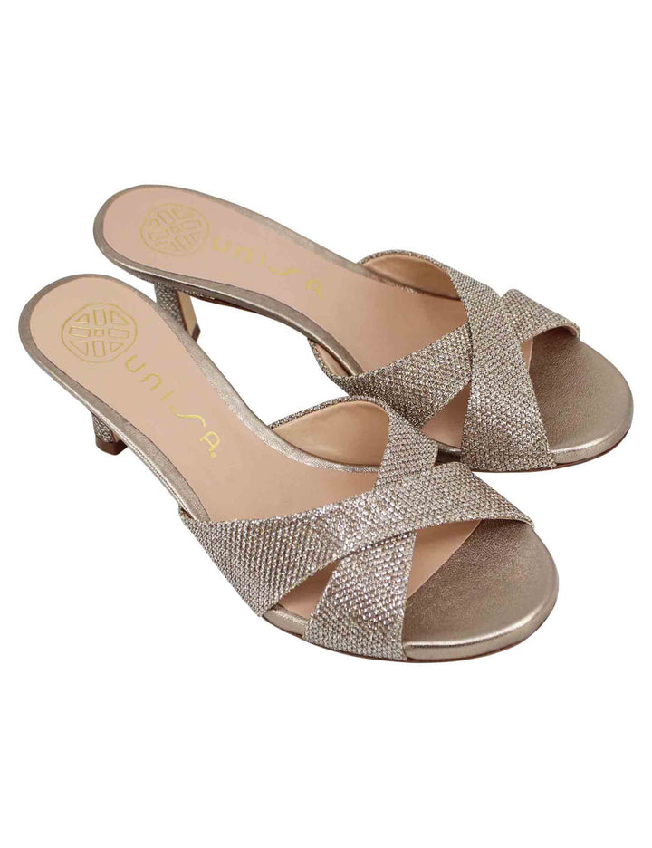Spatarella Sandali scalzati donna in tessuto glitter bronzo Grandi sconti