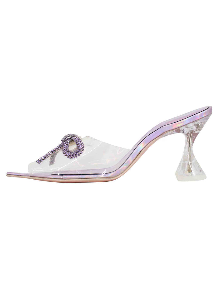 Spatarella Sandali donna in plexy trasparente con fiocco in strass lilla Comprane uno, ottenene uno gratis