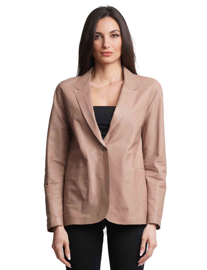 Spatarella Giacche donna monopetto in pelle sfoderata nude 1 bottone Offerte giornaliere