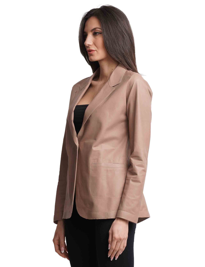 Spatarella Giacche donna monopetto in pelle sfoderata nude 1 bottone Offerte giornaliere