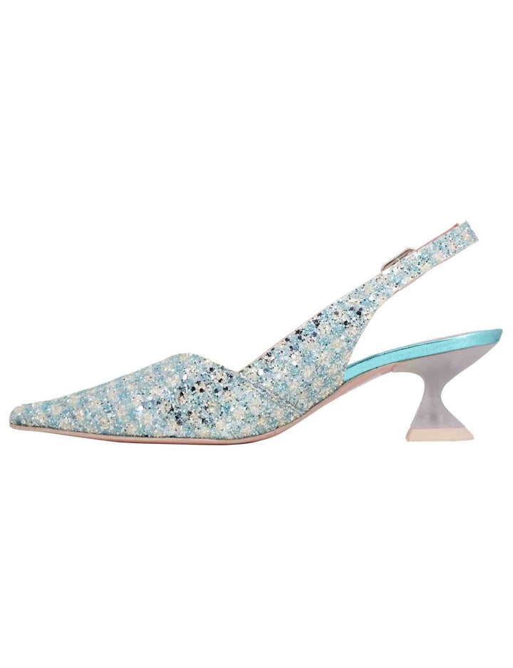Spatarella Decollete slingback donna in tessuto verde con punta a punta Offerte speciali