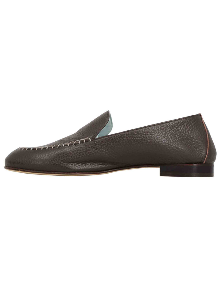 Spatarella Mocassini donna in pelle testa di moro con suola in cuoio Sconti VIP