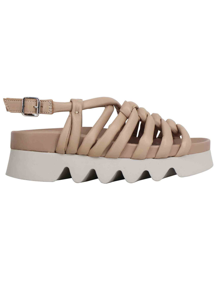 Spatarella Sandali donna in pelle beige con cinturini e suola carrarmato Prezzo basso