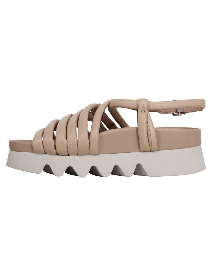 Spatarella Sandali donna in pelle beige con cinturini e suola carrarmato Prezzo basso