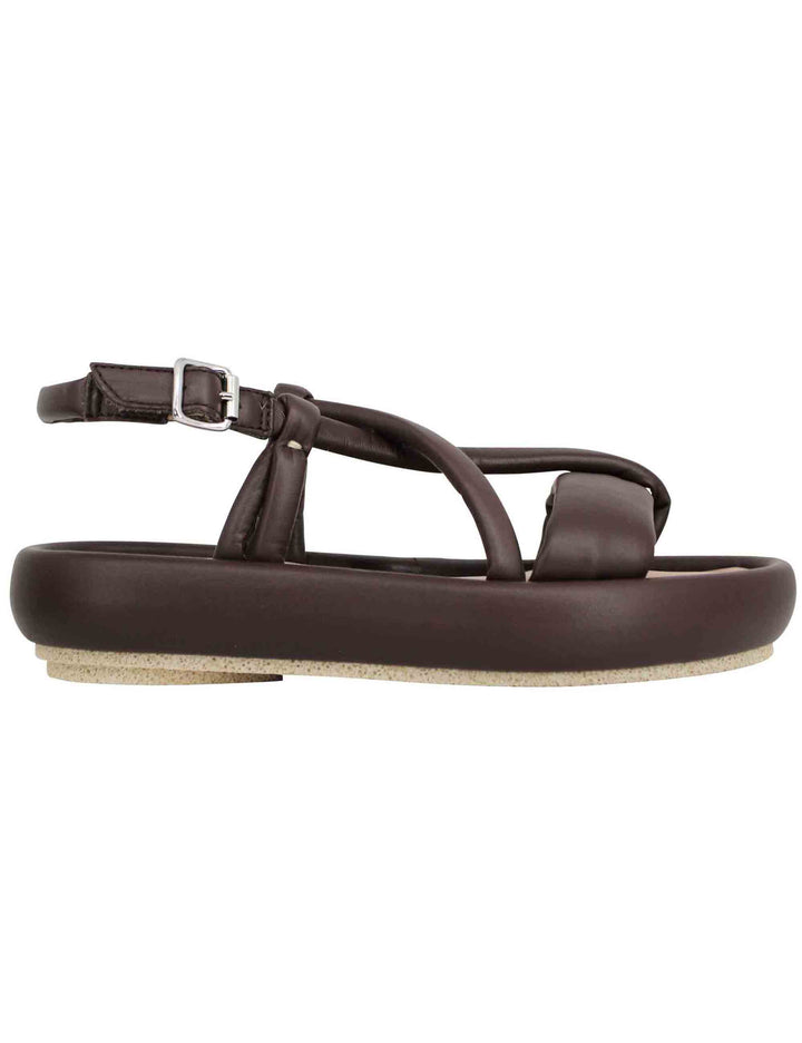 Spatarella Sandali infradito slingback donna in pelle testa di moro con zeppa bassa Ritorno libero
