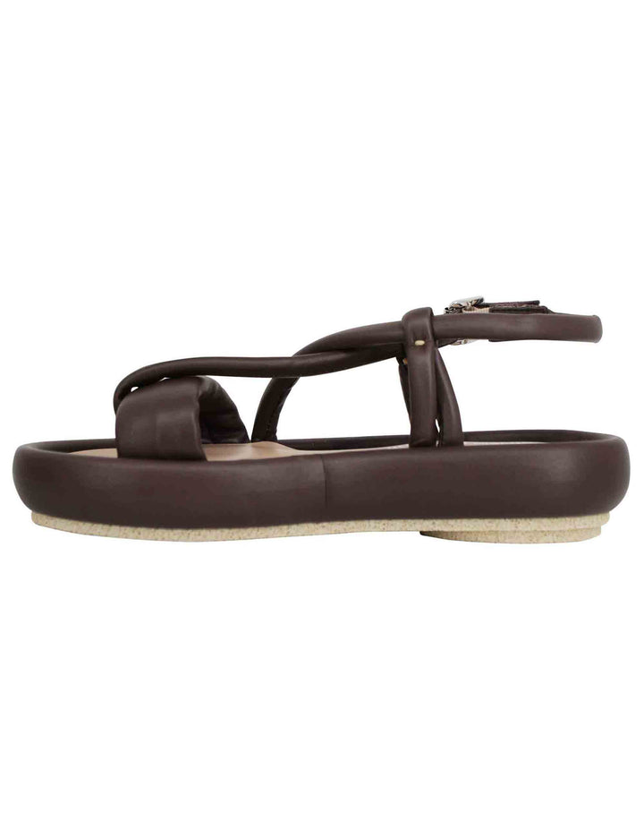 Spatarella Sandali infradito slingback donna in pelle testa di moro con zeppa bassa Ritorno libero