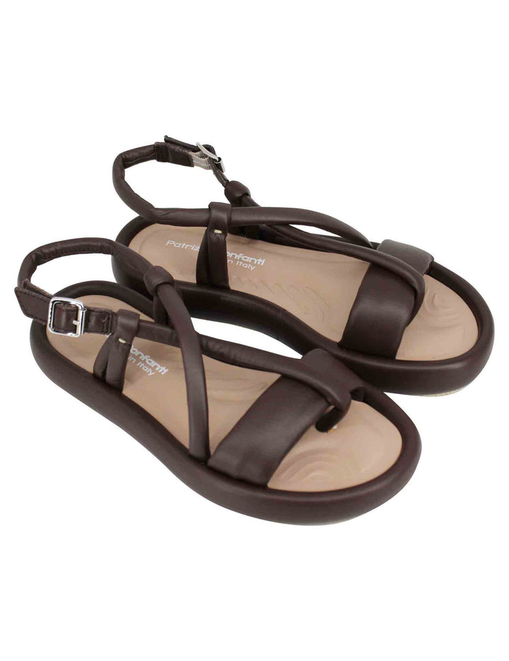 Spatarella Sandali infradito slingback donna in pelle testa di moro con zeppa bassa Ritorno libero