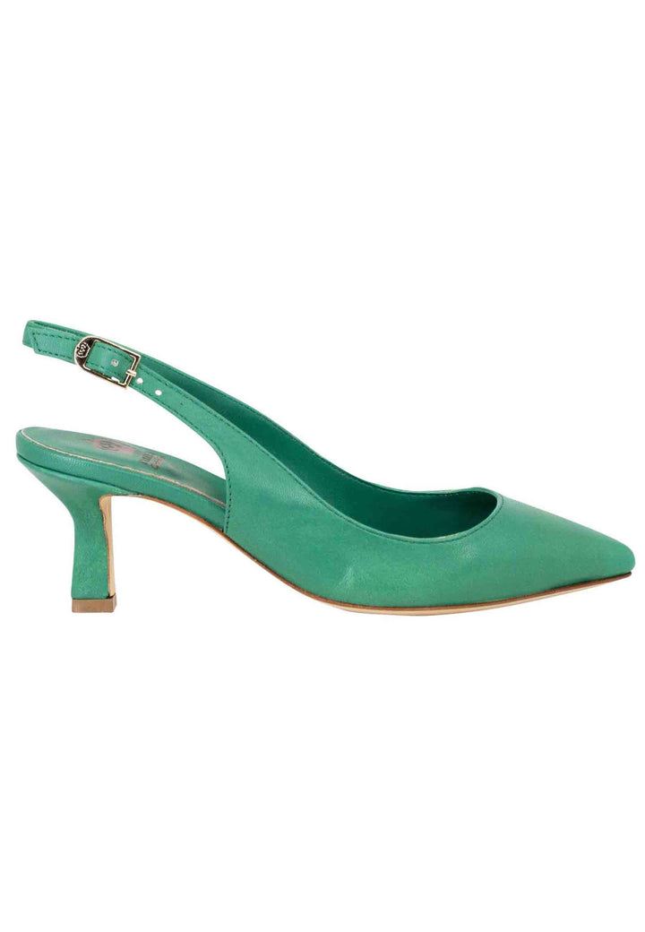 Spatarella Decollete slingback donna in pelle verde suola in cuoio ACQUISTA ORA