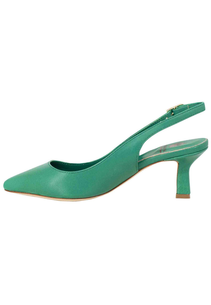 Spatarella Decollete slingback donna in pelle verde suola in cuoio ACQUISTA ORA