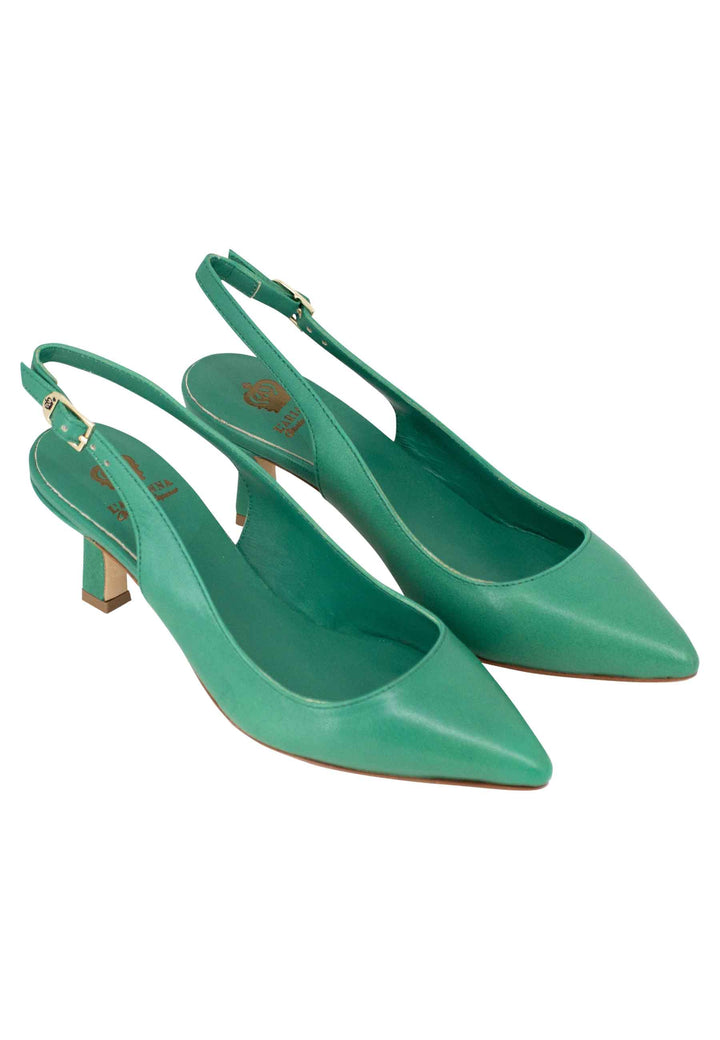 Spatarella Decollete slingback donna in pelle verde suola in cuoio ACQUISTA ORA