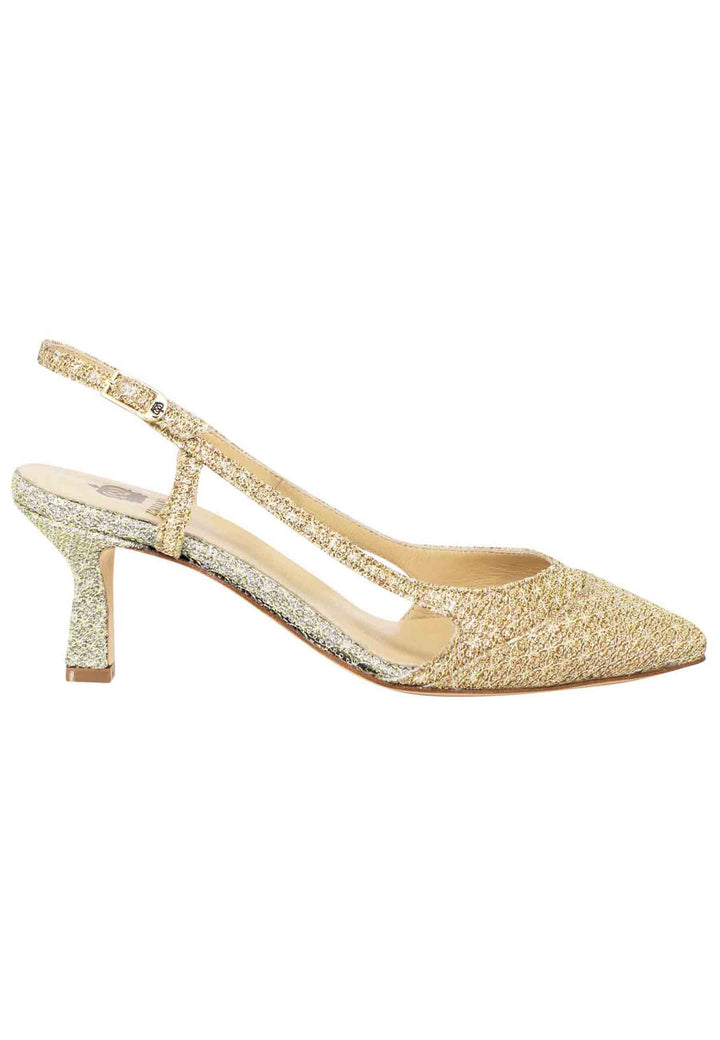 Spatarella Decollete slingback donna in tessuto platino e oro Promozione temporanea