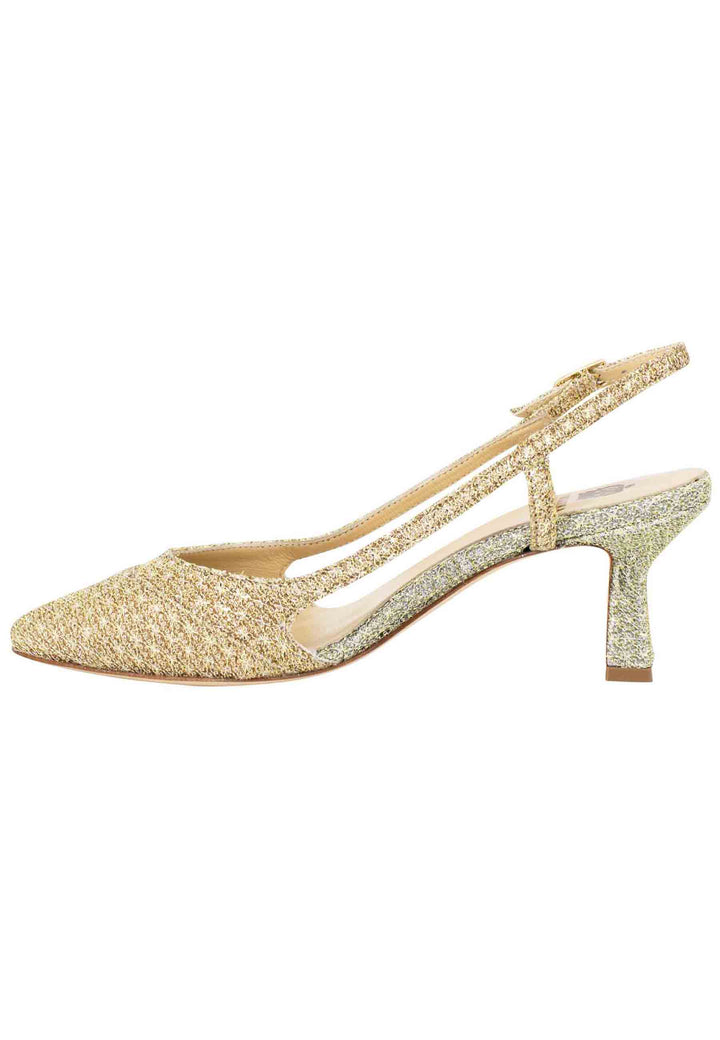 Spatarella Decollete slingback donna in tessuto platino e oro Promozione temporanea
