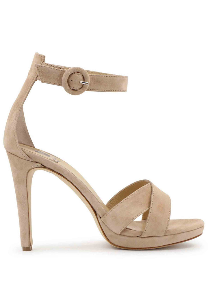 Spatarella Sandali donna in camoscio nude con tacco alto e cinturino alla caviglia Fino al 65% di sconto