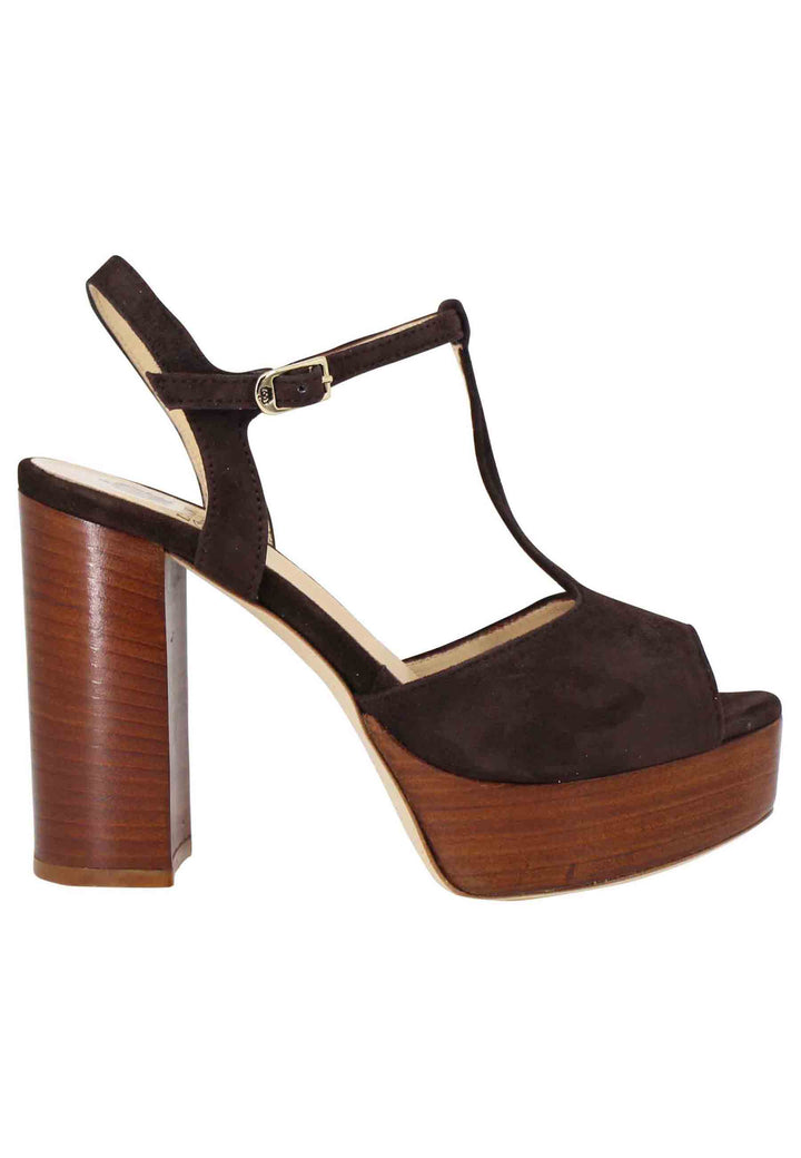 Spatarella Sandali donna in camoscio testa di moro con cinturino tacco alto e plateau Only for today