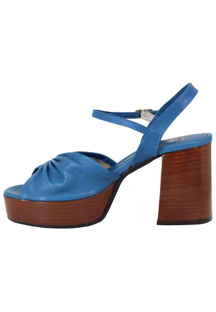 Spatarella Sandali donna in pelle blu con tacco e plateau in cuoio Discount Store per i nuovi prodotti