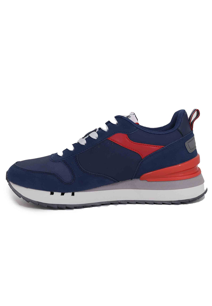 Spatarella Sneakers uomo in tessuto blu con suola alta Sconti questo mese