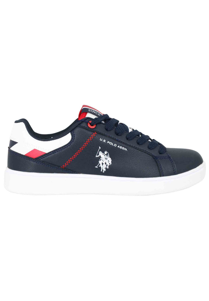 Spatarella Sneakers uomo in ecopelle blu con cuciture in contrasto Italy