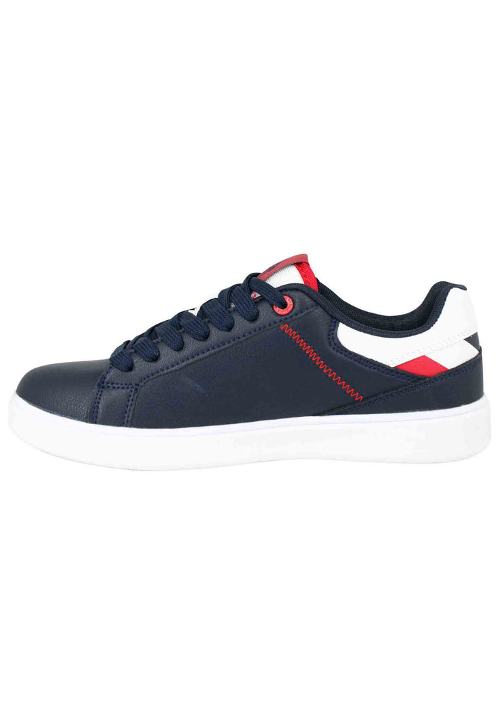 Spatarella Sneakers uomo in ecopelle blu con cuciture in contrasto Italy