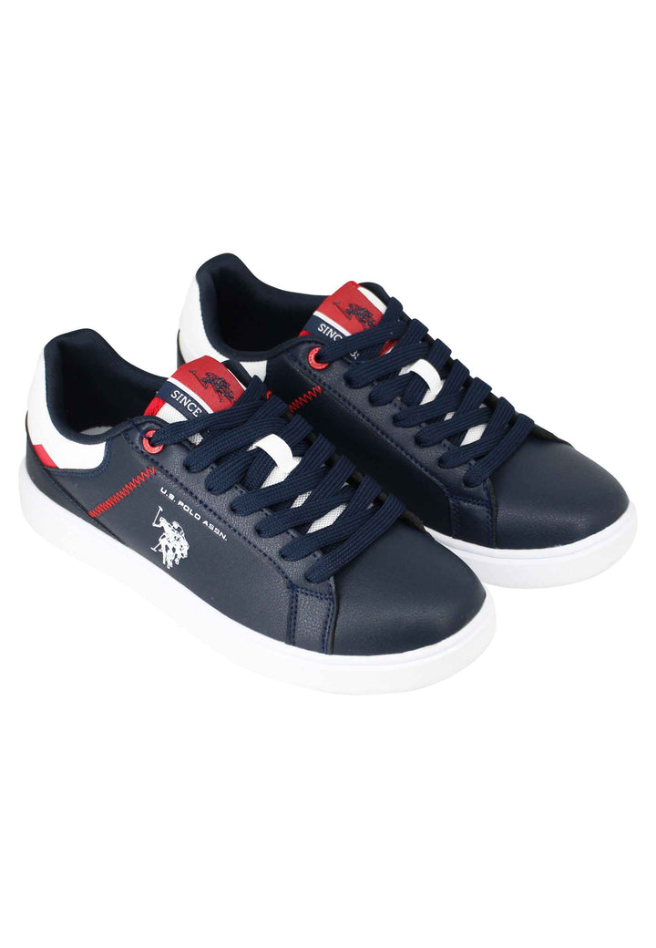 Spatarella Sneakers uomo in ecopelle blu con cuciture in contrasto Italy
