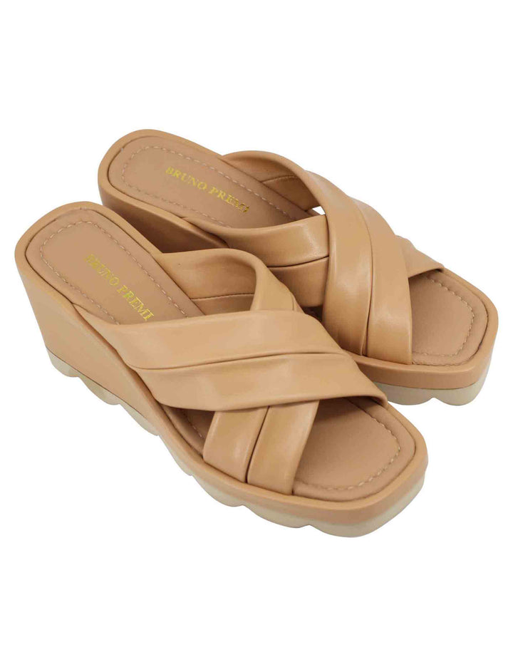 Spatarella Sandali donna in pelle cuoio con zeppa alta e suola in gomma Affare Del Giorno