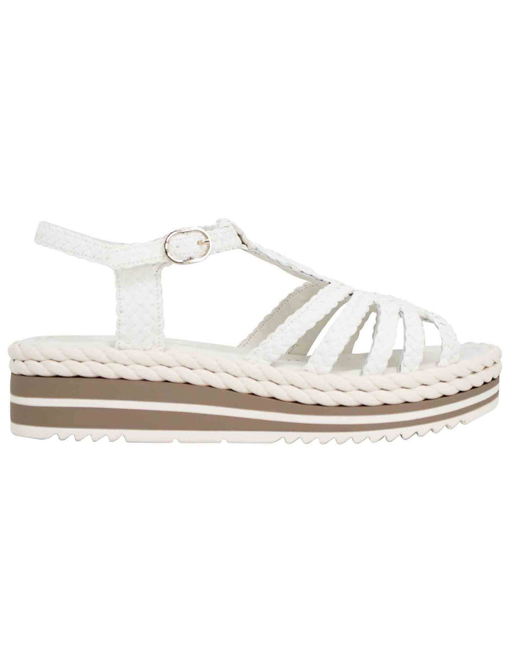 Spatarella Sandali slingback donna in pelle bianca con zeppa bassa in gomma Novità