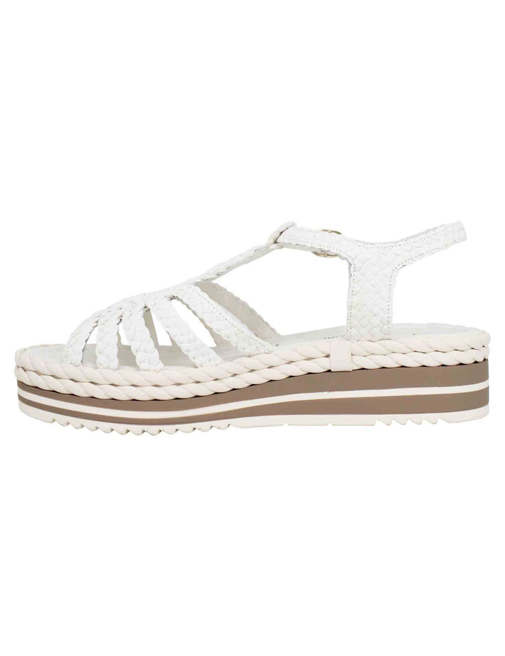 Spatarella Sandali slingback donna in pelle bianca con zeppa bassa in gomma Novità