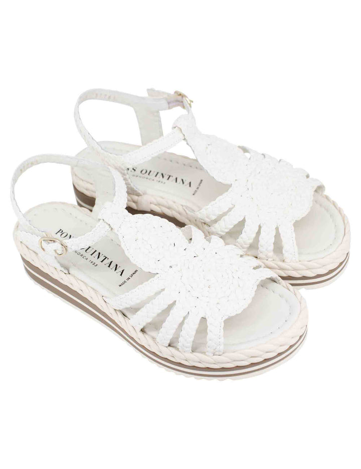 Spatarella Sandali slingback donna in pelle bianca con zeppa bassa in gomma Novità