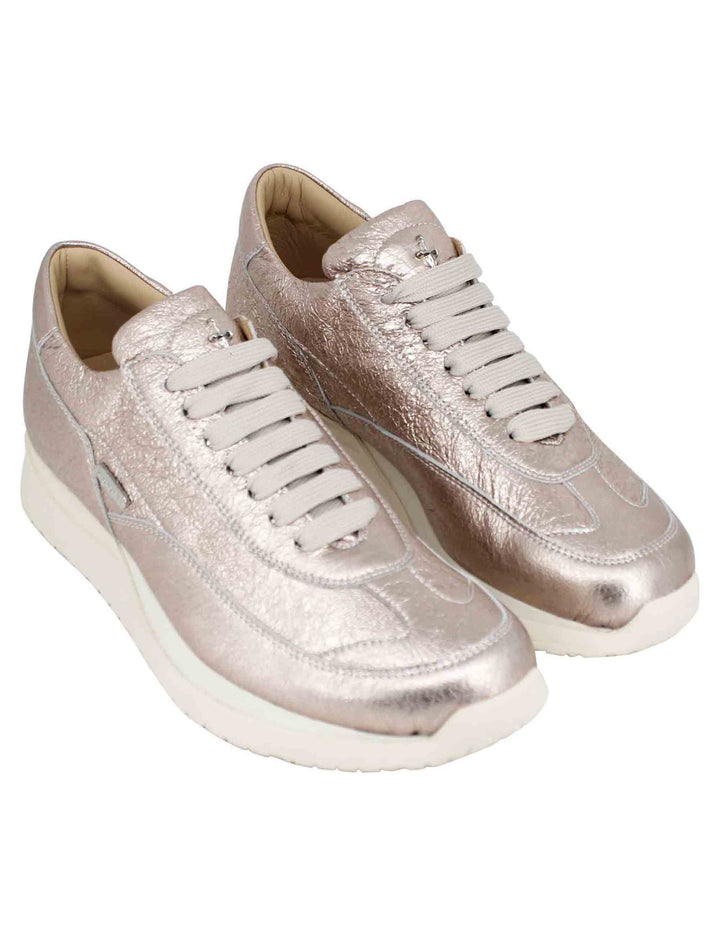 Spatarella Sneakers donna in pelle laminata rosa Outlet