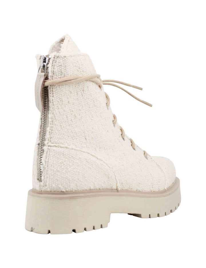 Spatarella Stivaletti anfibi donna in tessuto beige con zip posteriore Hotsell