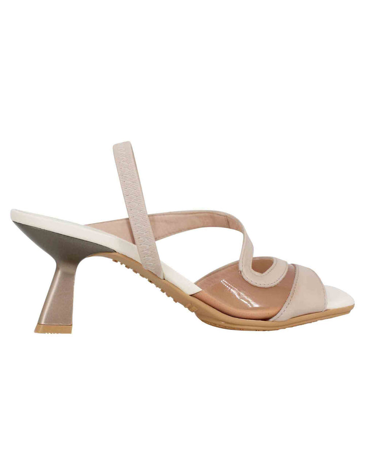 Spatarella Sandali slingback donna in pelle panna con punta quadra Vendita Calda