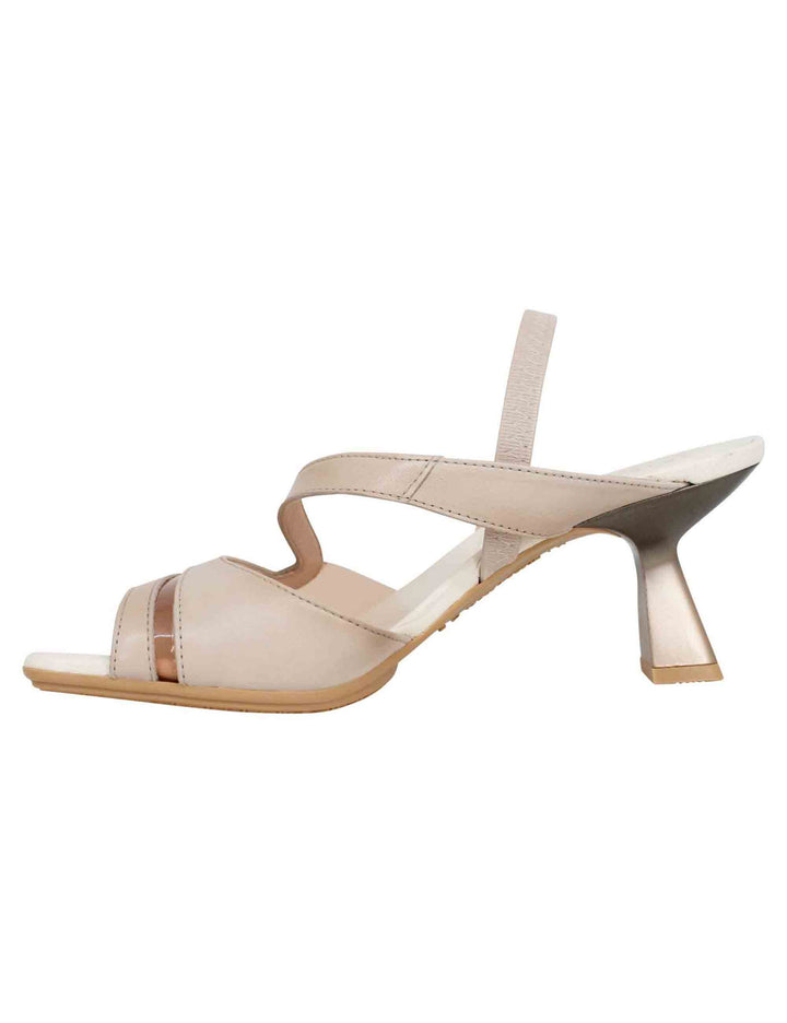 Spatarella Sandali slingback donna in pelle panna con punta quadra Vendita Calda