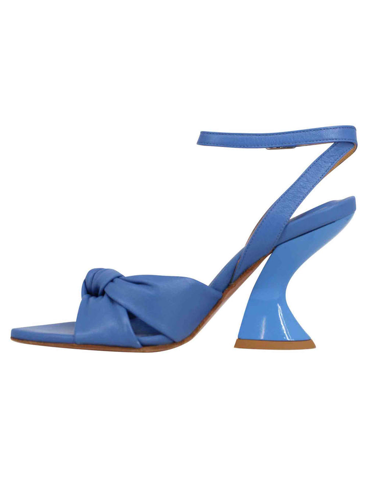 Spatarella Sandali donna in pelle blu con tacco alto e cinturino alla caviglia Vendita Economica