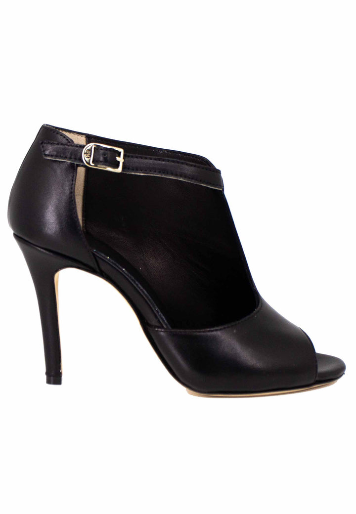 Spatarella Sandali donna in pelle nera con cinturino e tacco alto Prezzo di fabbrica