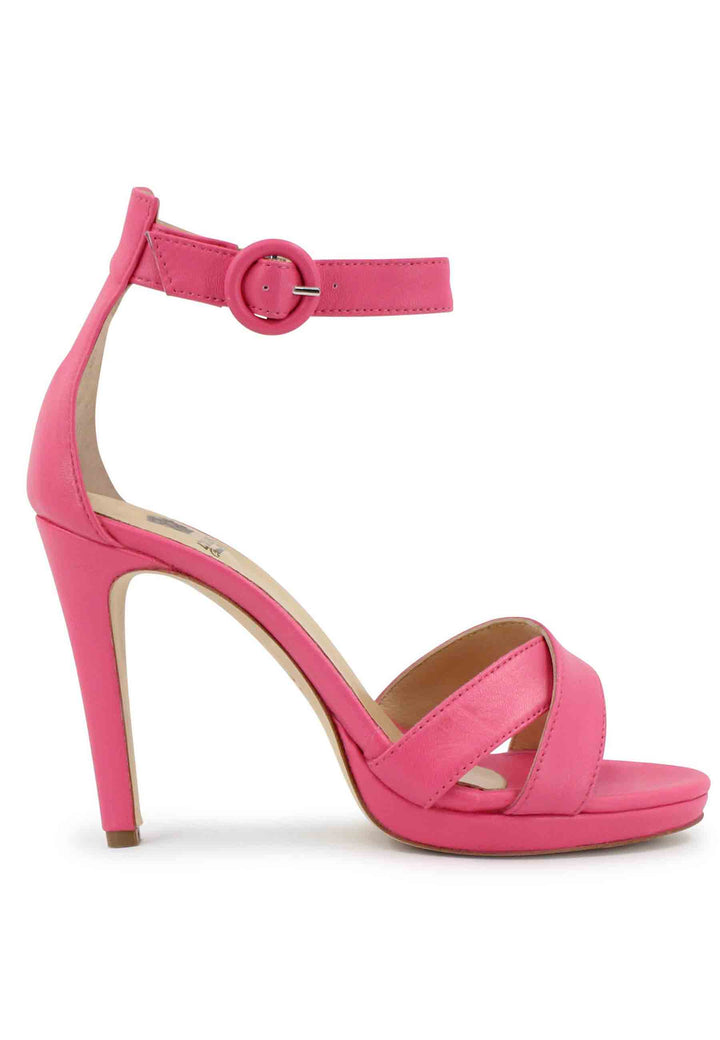 Spatarella Sandali donna in pelle rosa con tacco alto e cinturino alla caviglia Offerta speciale