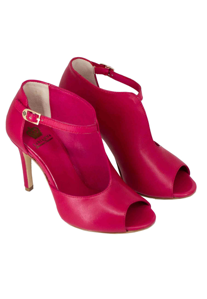 Spatarella Sandali donna in pelle rossa con cinturino e tacco alto Comprare a buon mercato