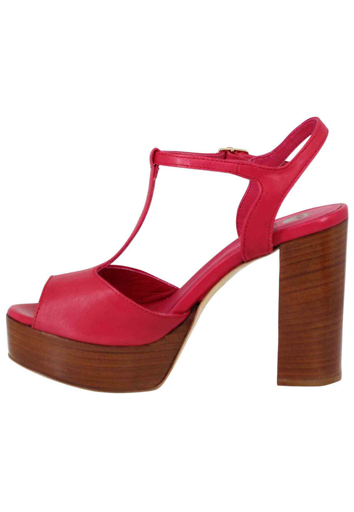 Spatarella Sandali donna in pelle rossa con cinturino tacco alto e plateau Grande vendita