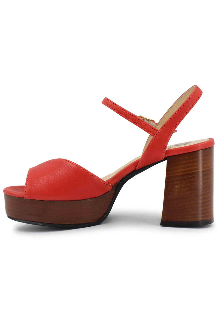 Spatarella Sandali donna in pelle rosso con cinturino e tacco e plateau in cuoio Fornitura limitata