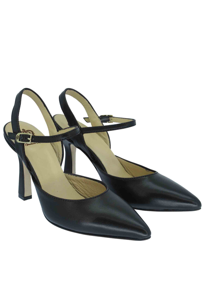 Spatarella Sandali donna pelle nera tacco alto con cinturini Offerta natalizia