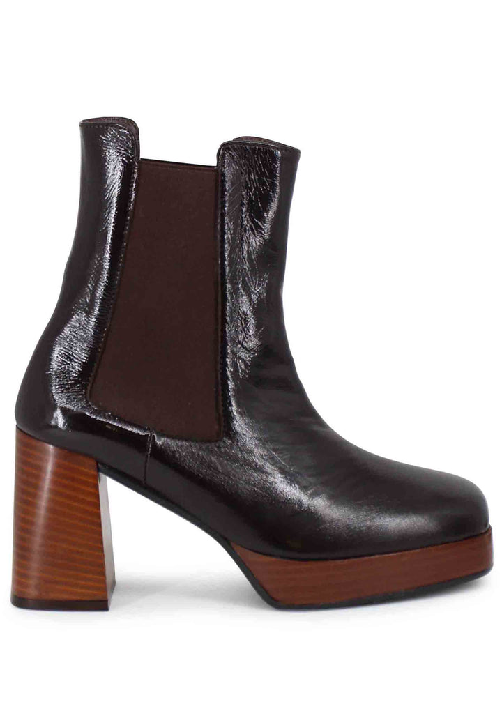 Spatarella Stivaletti beatles donna in pelle marrone con tacco e plateau Offerta per la Festa della Mamma