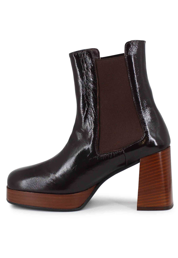 Spatarella Stivaletti beatles donna in pelle marrone con tacco e plateau Offerta per la Festa della Mamma