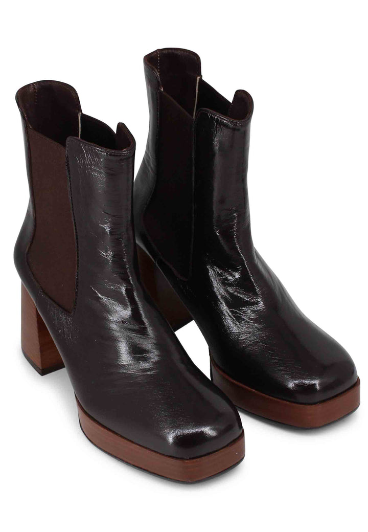 Spatarella Stivaletti beatles donna in pelle marrone con tacco e plateau Offerta per la Festa della Mamma