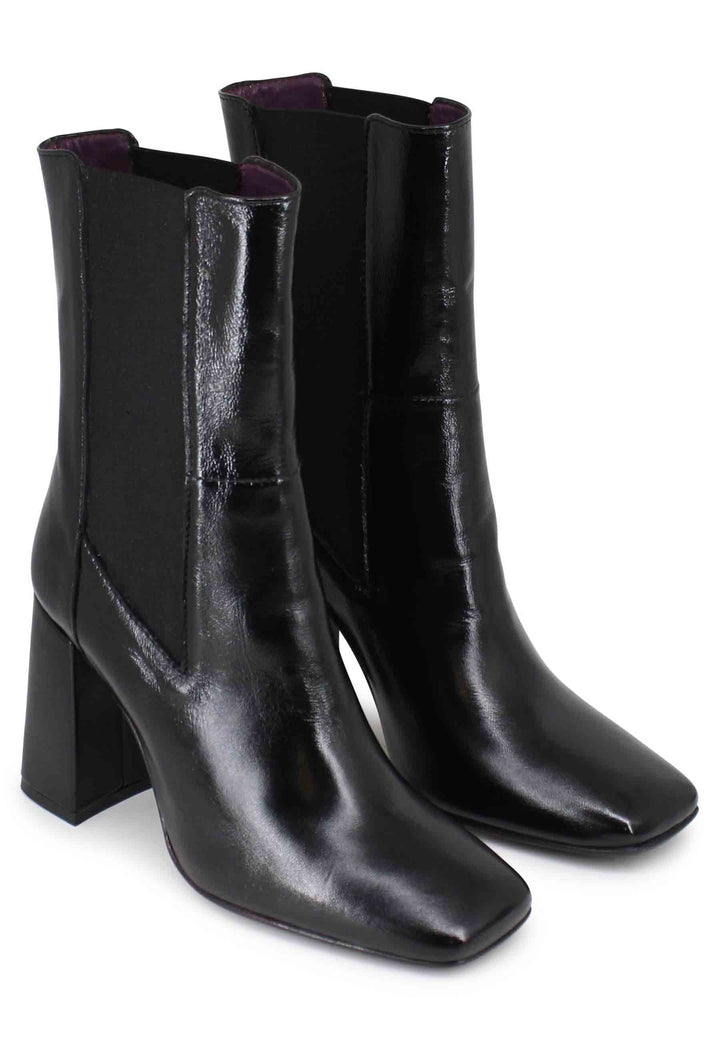 Spatarella Stivaletti beatles donna in pelle nera con tacco alto Offerta Giorno del Papà