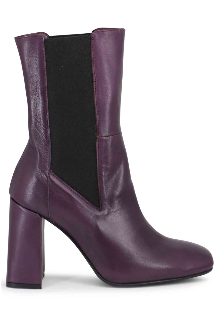 Spatarella Stivaletti beatles donna in pelle viola con tacco alto Offerta Anniversario