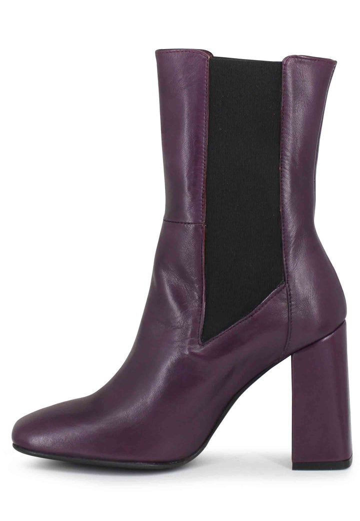 Spatarella Stivaletti beatles donna in pelle viola con tacco alto Offerta Anniversario