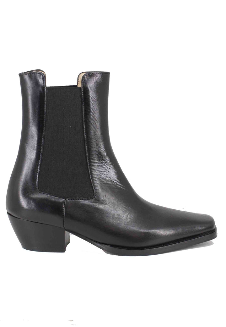 Spatarella Stivaletti chelsea boot donna in pelle nera punta quadra Smaltimento dello stoccaggio