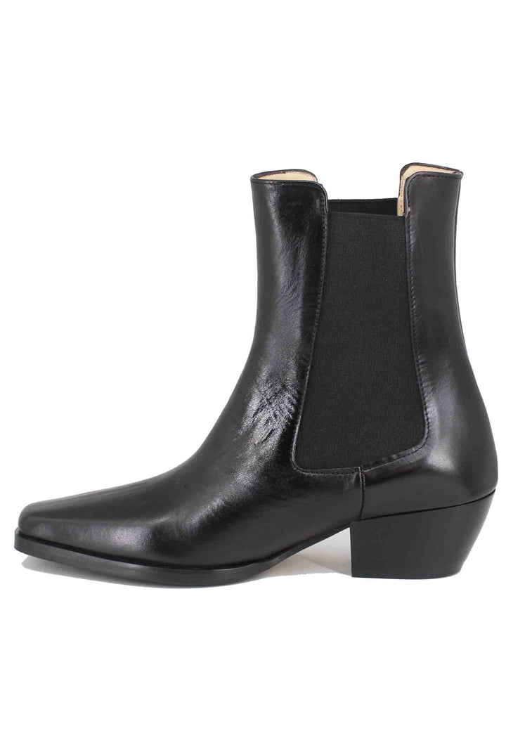 Spatarella Stivaletti chelsea boot donna in pelle nera punta quadra Smaltimento dello stoccaggio