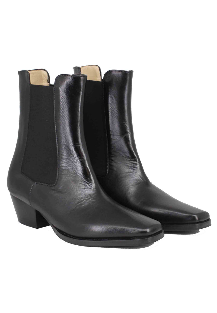 Spatarella Stivaletti chelsea boot donna in pelle nera punta quadra Smaltimento dello stoccaggio