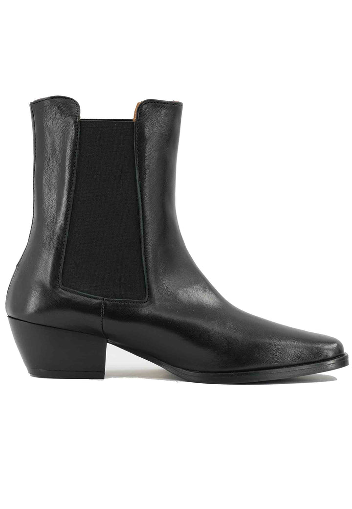 Spatarella Stivaletti BT1695 boot donna in pelle nera punta quadra con tacco in cuoio Vendita calda