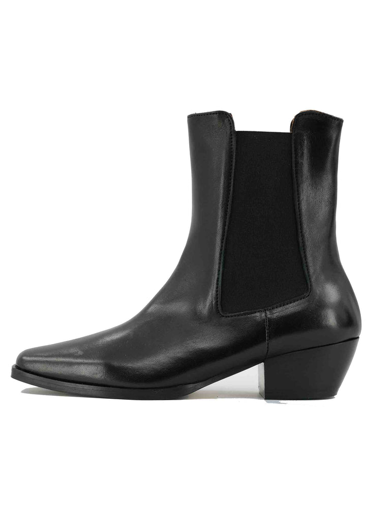 Spatarella Stivaletti BT1695 boot donna in pelle nera punta quadra con tacco in cuoio Vendita calda